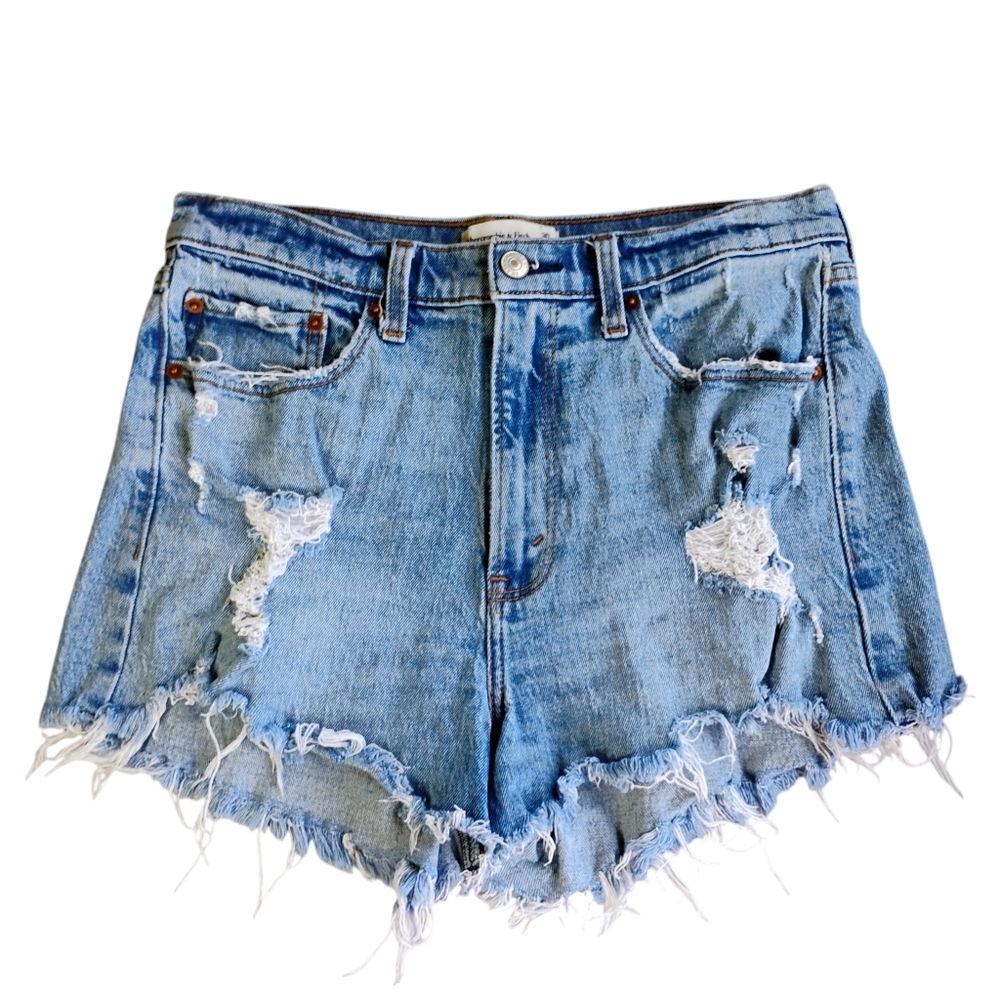 Abercrombie & Fitch High Rise Mom Short Womens 30 Distressed Festival Summer